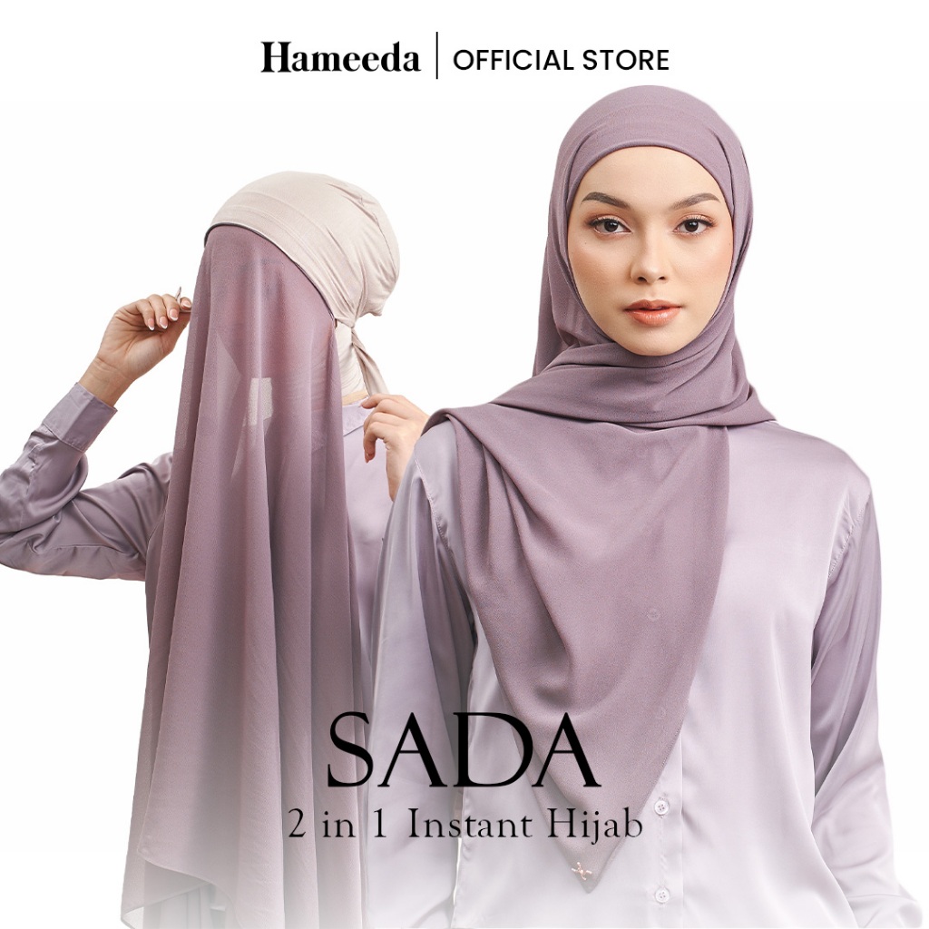 Hameeda 2in1 SADA Instant Pashmina Hijab With Inner Ceruty Chiffon Babydoll