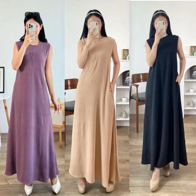 M.S Inner Dress Gamis Crinkle Adem Busui Friendly