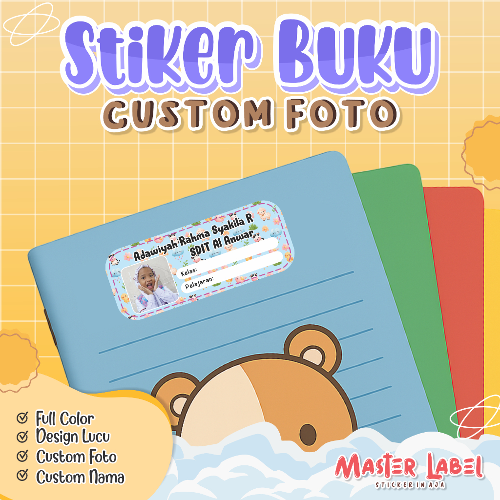 Jual Stiker Buku Pelajaran CUSTOM NAMA DAN FOTO Stiker Buku Sekolah