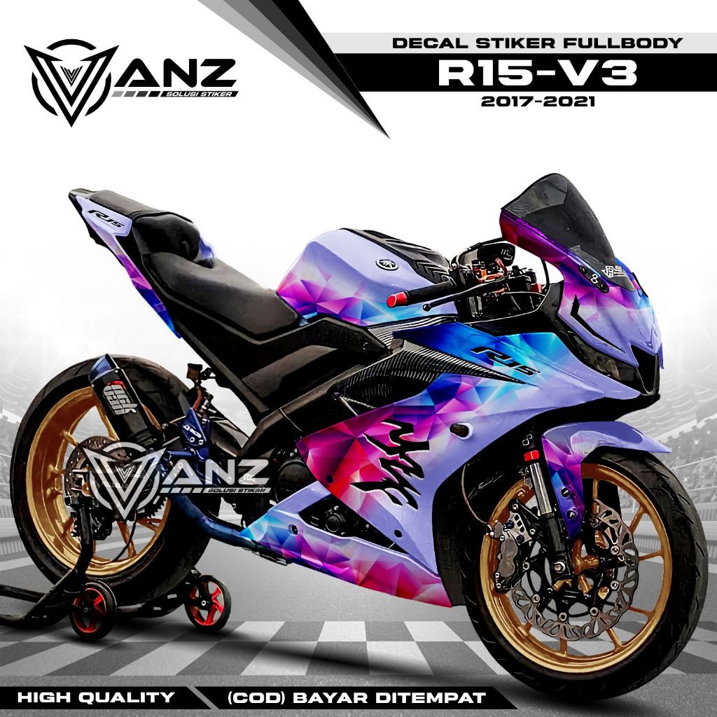 Jual BISA Bayar DI tempat Decal Stiker R15 V3 Stiker Decal Motor R15 V3 ...