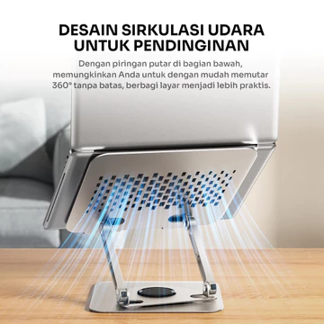 ROBOT RT LS06S Stand Holder Laptop Aluminium Alloy Rotatable 360° Liftable Foldable Garansi