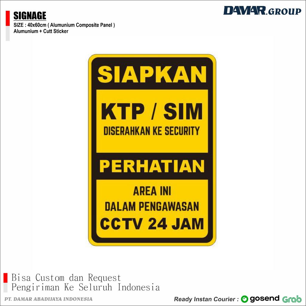 Jual RAMBU RAMBU SIAPKAN KTP / SIM SECURITY 40x60cm, Papan Tanda Arah ...