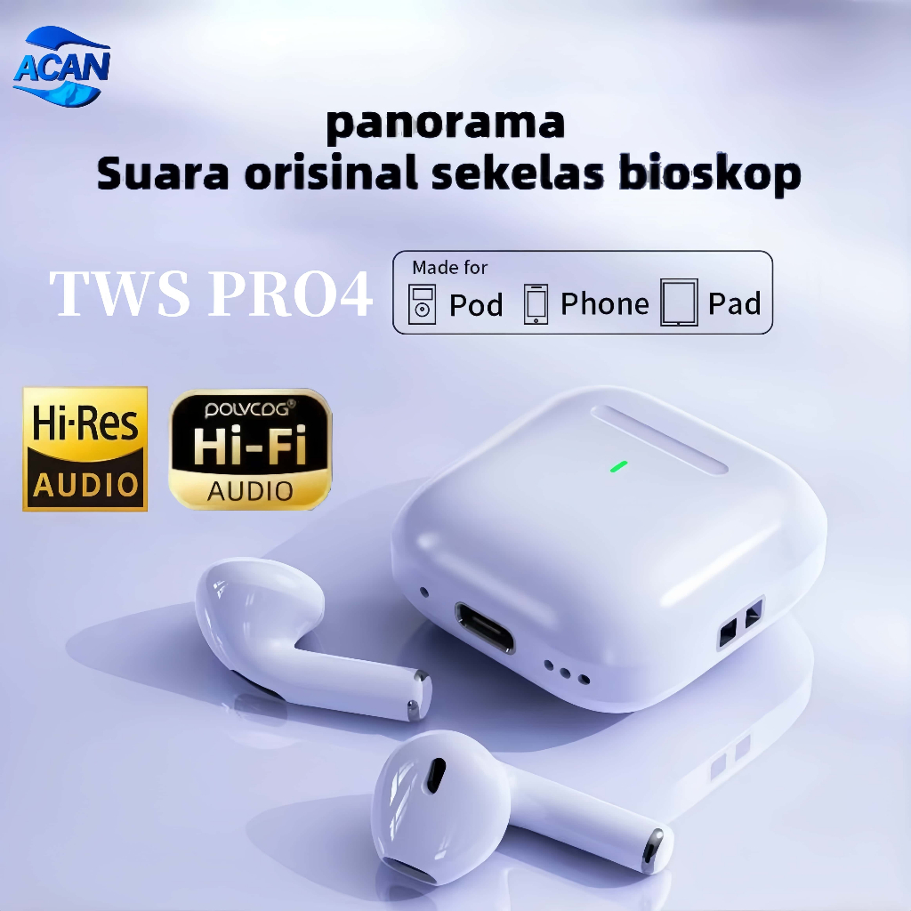 Jual 【COD】Headset Bluetooth Nirkabel TWS Pro4 Sport Hi-Fi Bluetooth ...