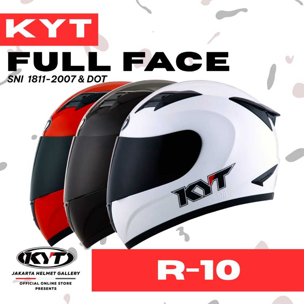 Jual KYT R 10 SOLID / Kyt R10 Tipe Full Face Kaca Dark Smoke SNI & DOT ...