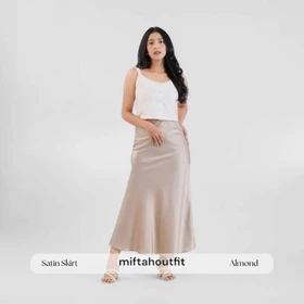 Rok Satin Reine 90CM Satin Long Skirt Rok Satin Panjang S Sampai 3XL