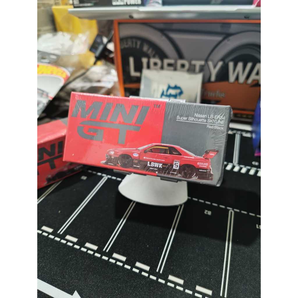 Jual Mini GT LB ER34 Super Silhouette Nissan skyline GTR R34 LBWK Red ...