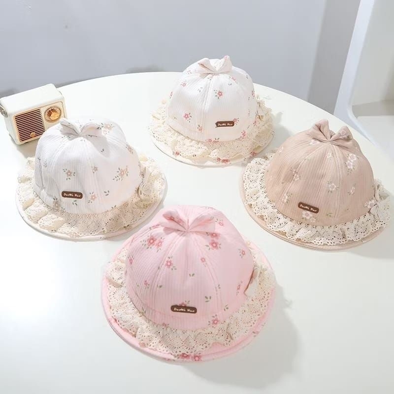 Jual TB036 Topi Bucket Bayi Perempuan Pita Bunga Renda Baby Girl DuoMi ...
