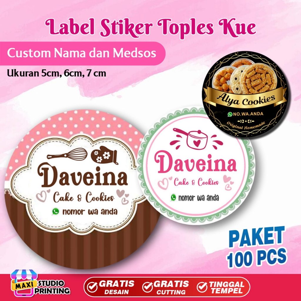 Jual Stiker Toples Kue Kering | Stiker Kue Lebaran | Sticker Bulat Kue ...