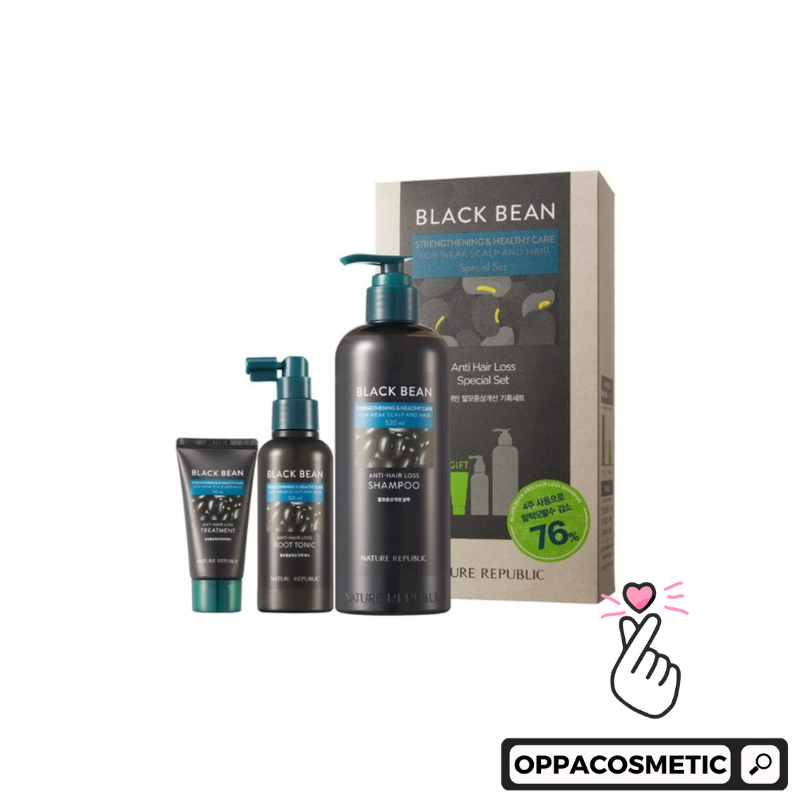 Nature Republic Black Bean Anti Hair Loss Shampoo 300ml / Black Bean Anti Hair Loss Treatment 200ml