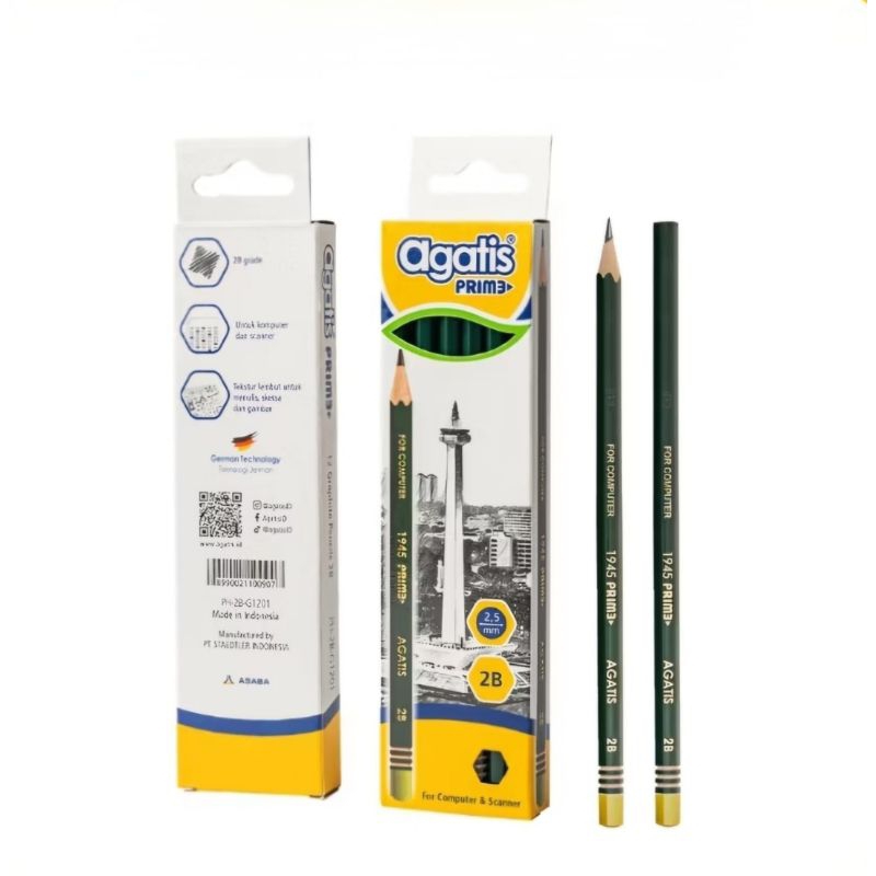 Jual Pensil 2B Agatis Prime Green - 1 lusin | Shopee Indonesia