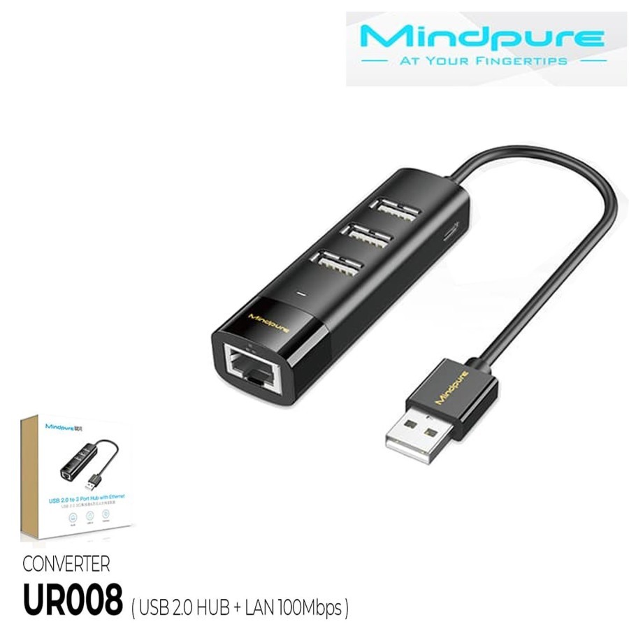 Jual MINDPURE UR008 USB 2.0 To 3 Port Hub With Ethernet | Shopee Indonesia