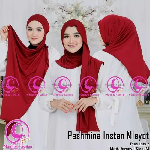 Pashmina Instan Oval Meleyot Plus Inner Kaos Jersey premium