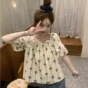 Yikoo Blouse Korea Multi Warna Blus Atasan Wanita Lengan Pendek Top