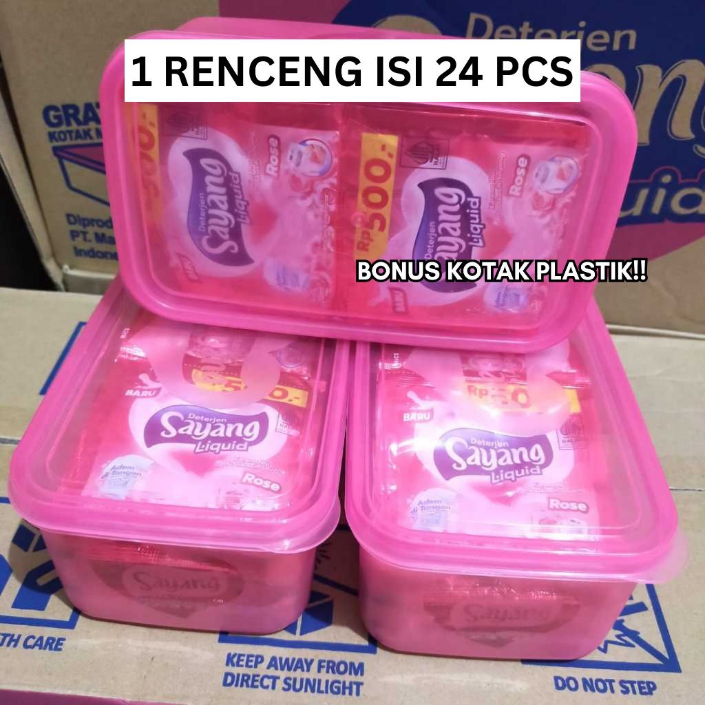 Jual (1 RENCENG ISI 24 PCS BONUS KOTAK PLASTIK) Deterjen Sayang Cair