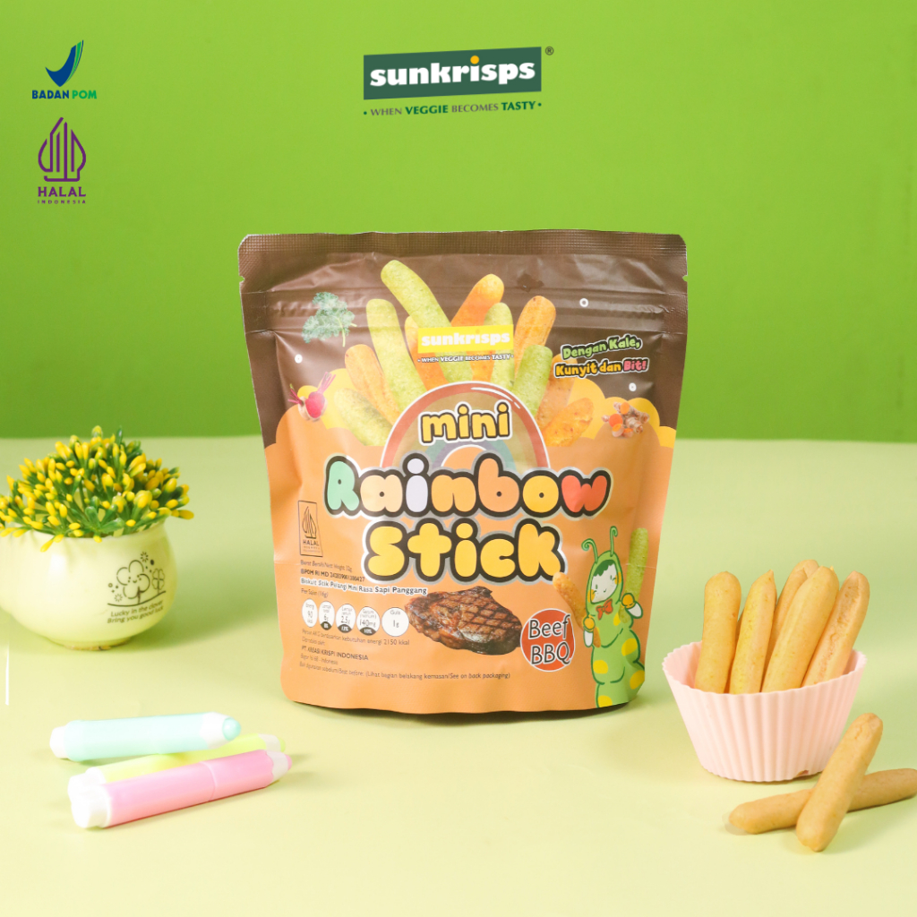 Jual SUNKRISPS Mini Rainbow Stick Beef BBQ 32gr | Mini Stik Pelangi ...
