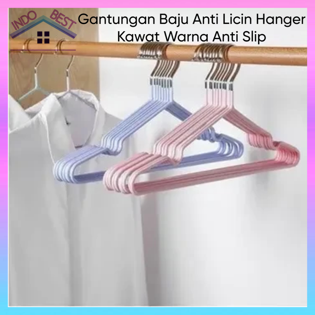 Jual Indoboss | Gantungan Baju Anti Licin Hanger Kawat Warna Anti Slip ...