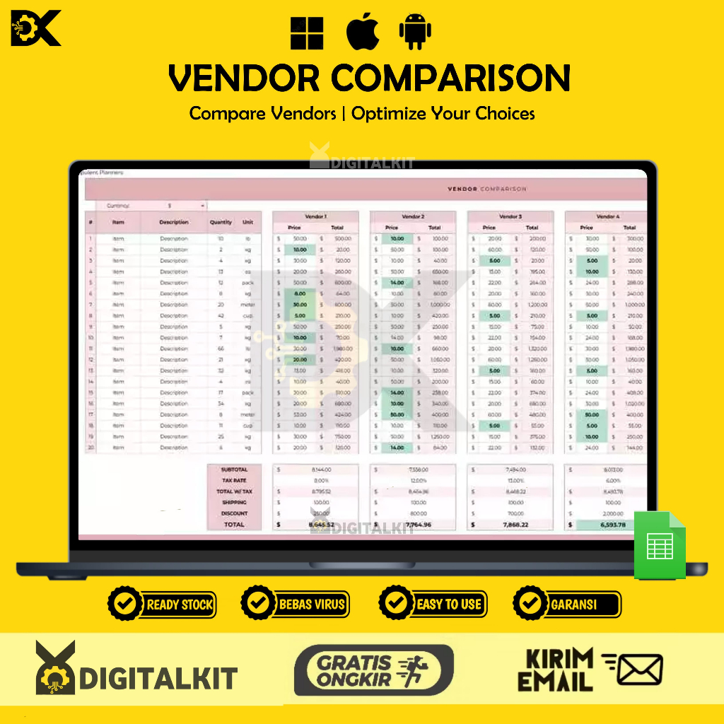 Jual [T0129] Vendor Price Comparison, Price Tracker, Order Tracker ...