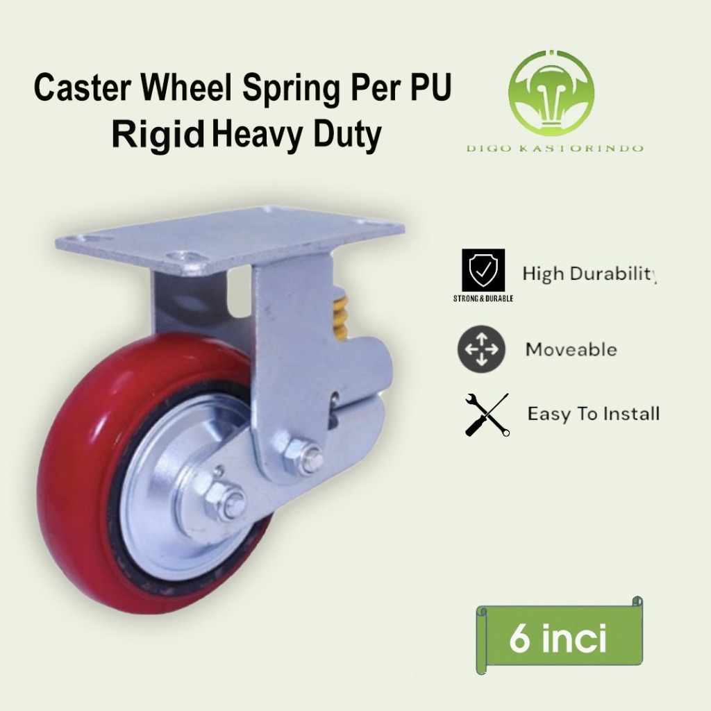 Jual Roda Kastor Per PU Merah Mati 6 Inci Caster Wheel Spring ...
