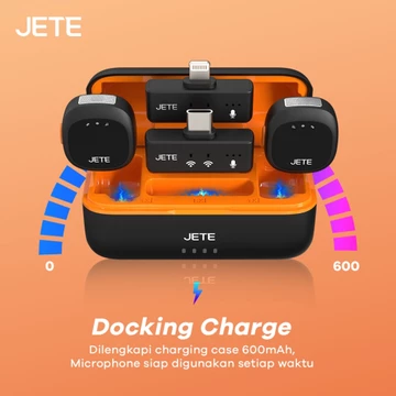 JETE Microphone Wireless MP2 Magnetic Mikrofon Type C With Adapter Lightning Mic Clip On Double
