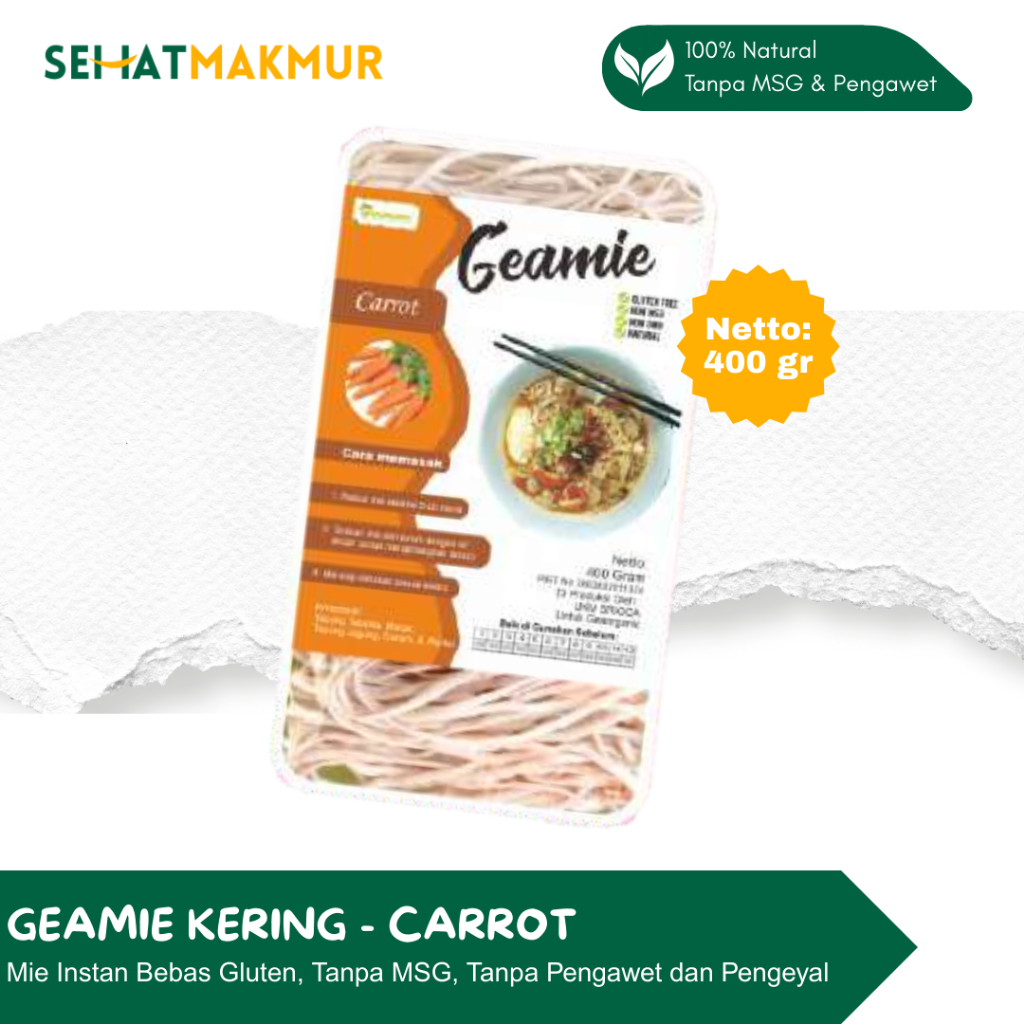 Jual Geamie Kering - Carrot (Wortel) (Mie Instant Sehat Tanpa MSG ...
