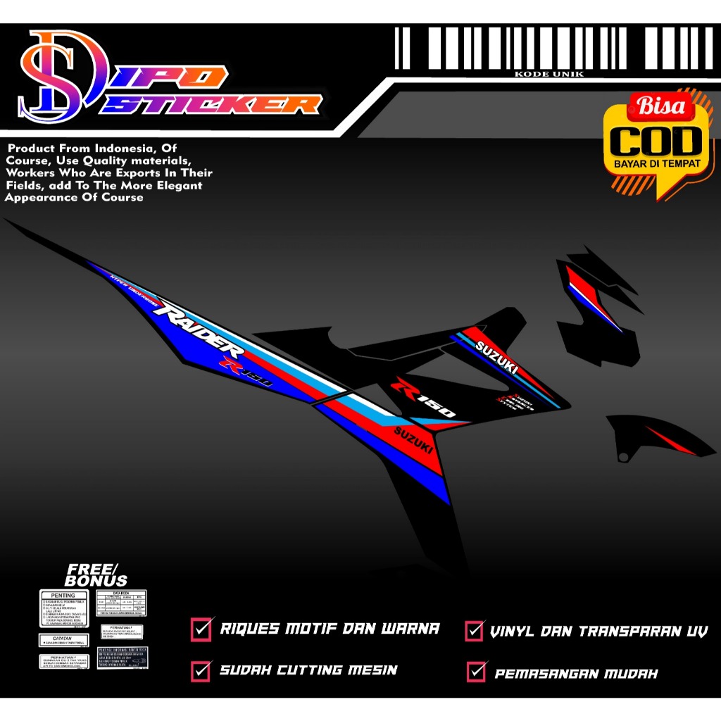 Jual Sticker Striping Satria Fu fi 150(injeksi) custom 08 transparan UV ...