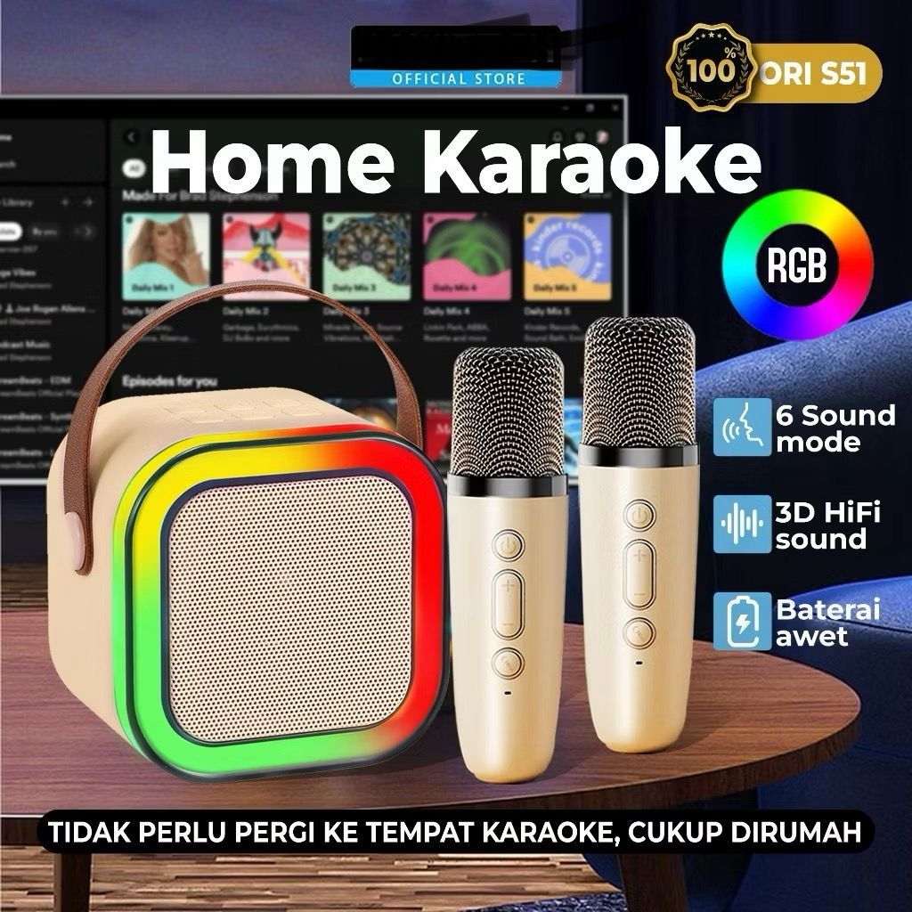 Jual (HOT PRODUK) Hopeshop Karaoke Speaker Wireless Bluetooth 2 Mic 1 ...