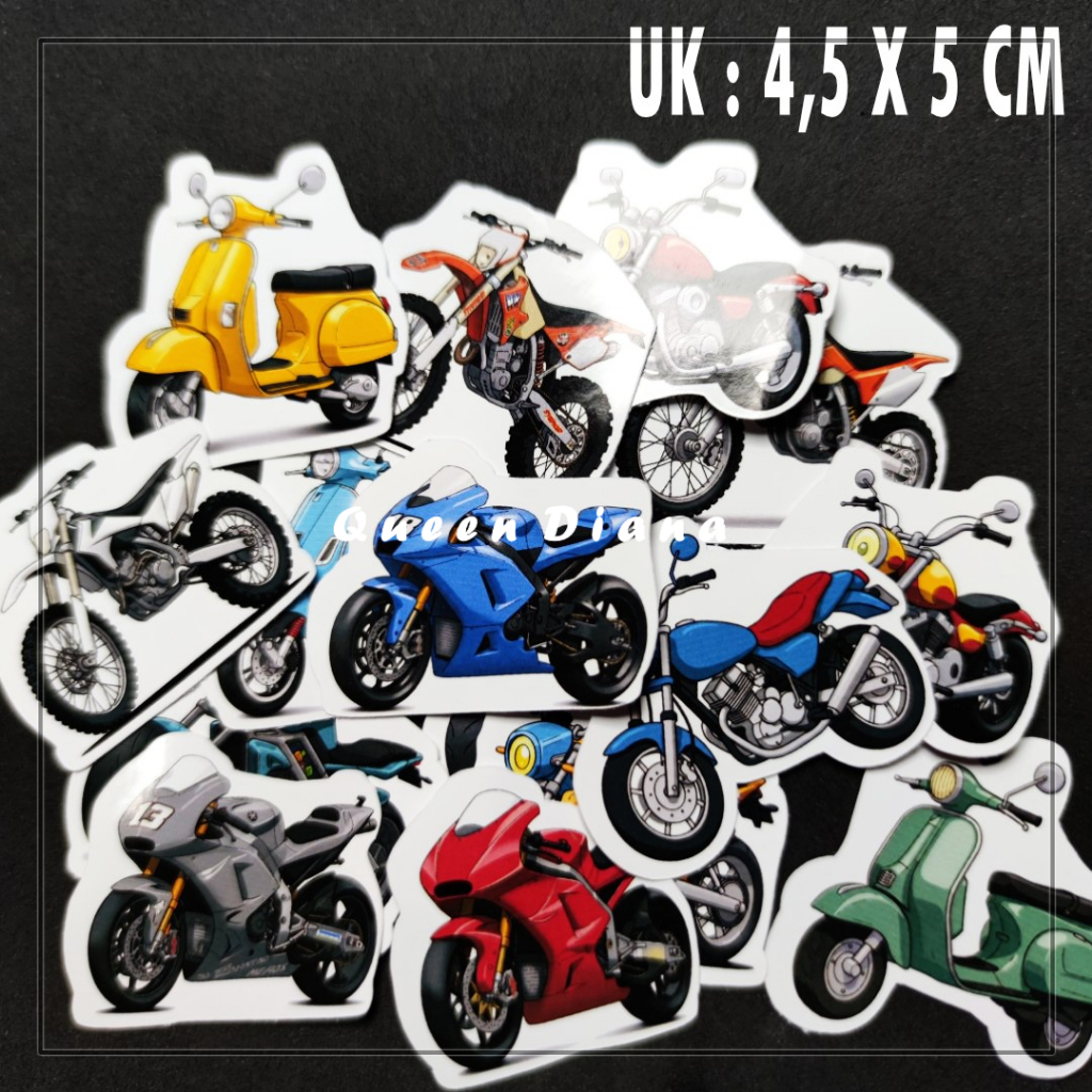 Jual stiker unik gambar motor isi 15 pcs cute untuk hiasan gambar motor ...