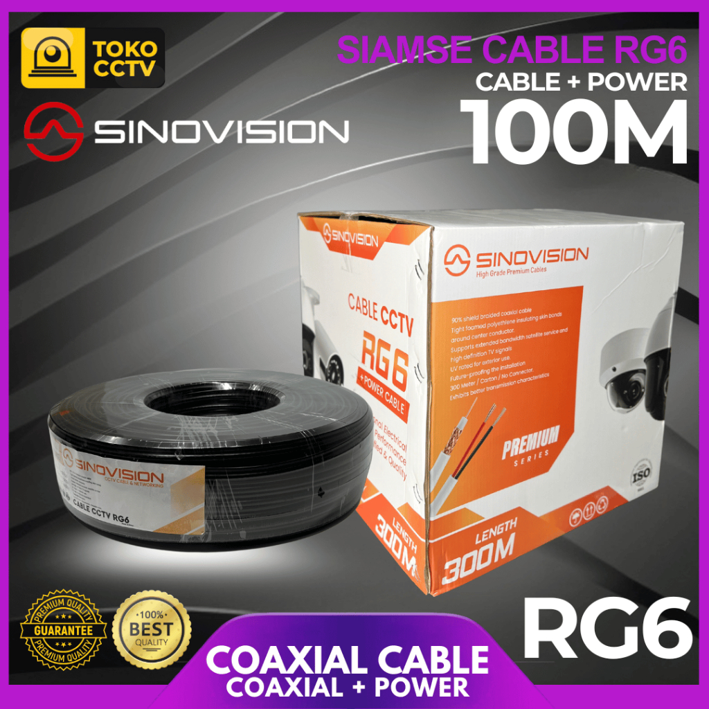 Jual Kabel Coaxial RG6 + Power 100M, 50M Sinovision, Kabel CCTV Camera ...