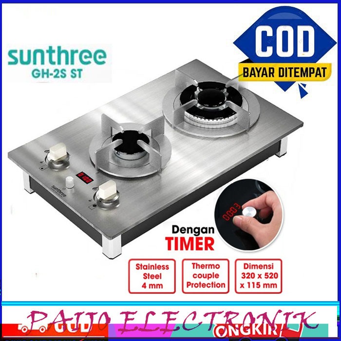 Jual Sunthree Built in Gas Hob Kompor Gas Tanam 2 Tungku Stainless GH ...