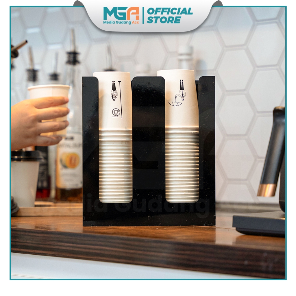 Jual Rak Paper Cup 2 Slot 3mm Coffee Holder Organizer Akrilik Cafe ...