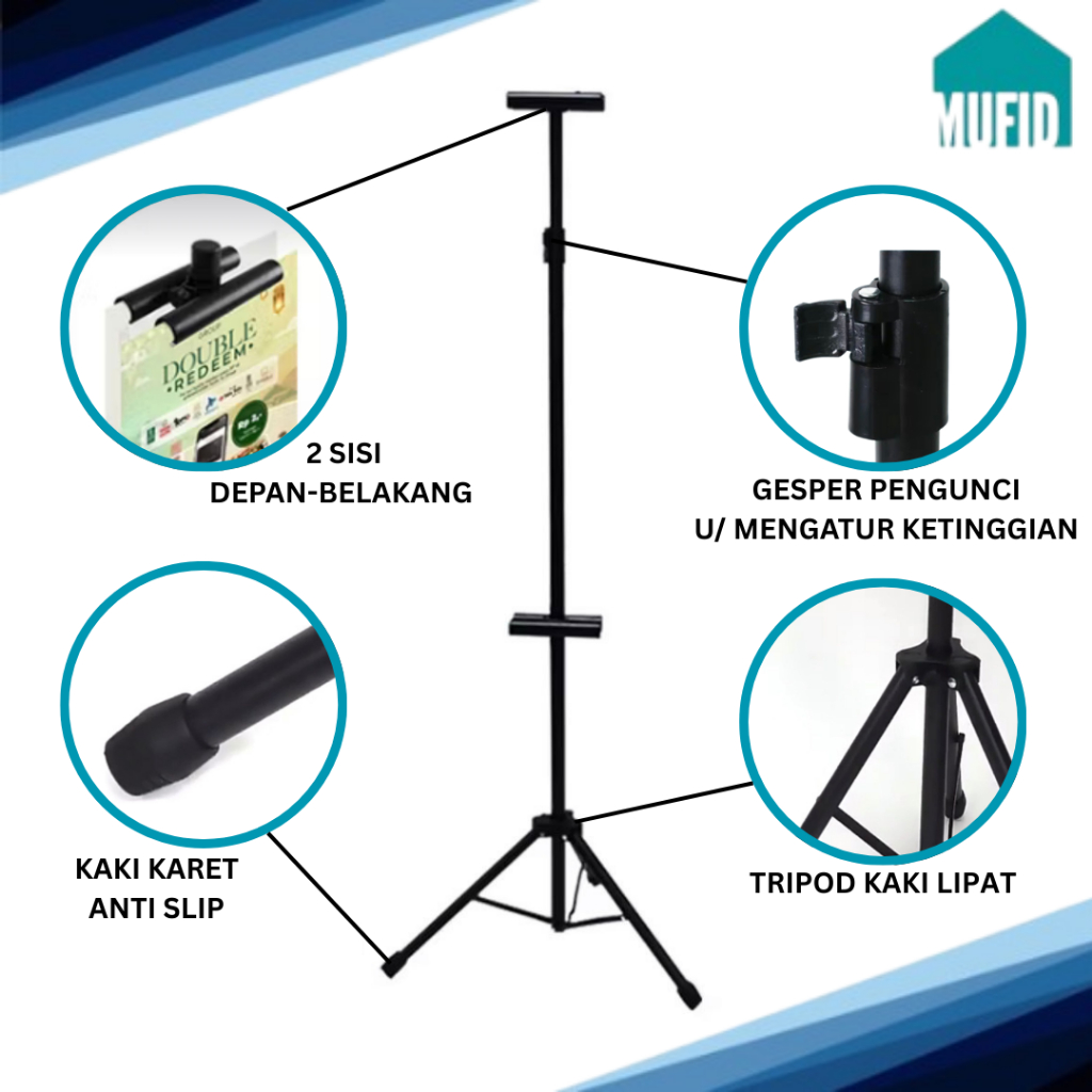 Jual MUFID Tripod Banner 2 Sisi / Standing Display Stand Poster Promosi ...