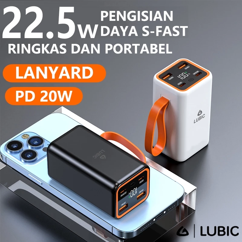 LUBIC Powerbank 20000mAh 22.5W Fast Charging PD20W Dual USB Tpe C LED Display Portable Bank daya