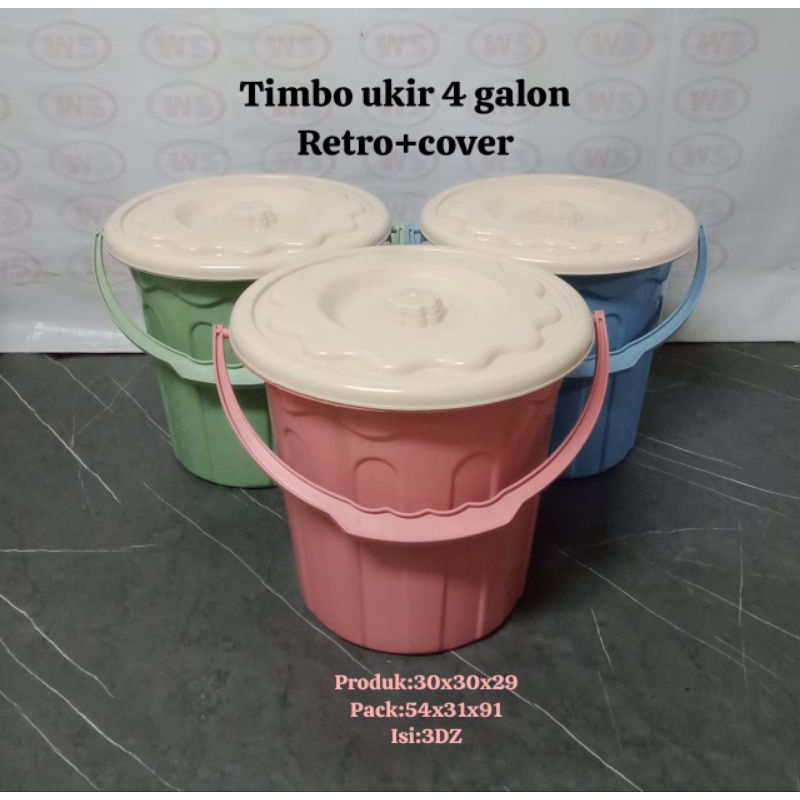 Jual Ember Timba Plastik Gagang 4 Galon TIMBO UKIR 4G RETRO TUTUP SUSAN ...