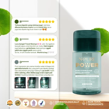 NPURE Acne Power Clear Micellar Water 100ml Micellar No Alcohol SLS Free 100ml Travel Size