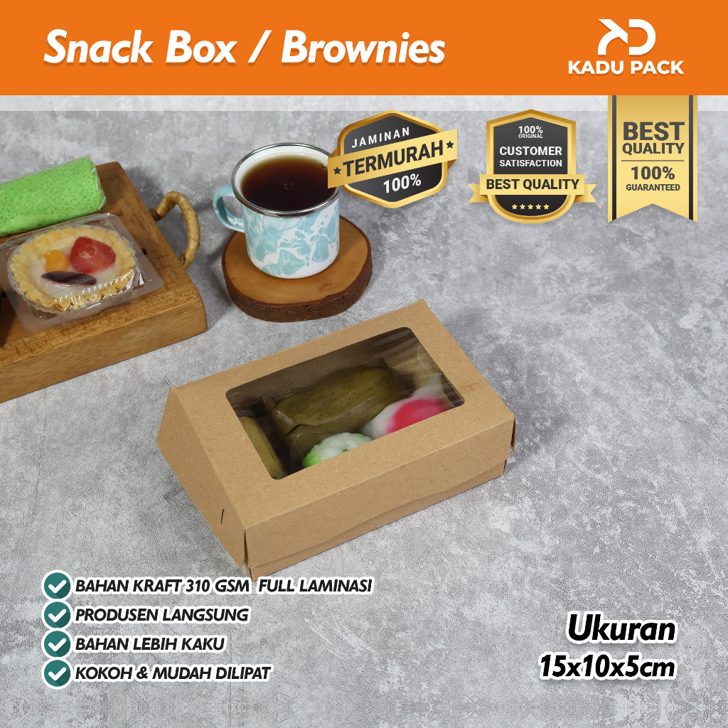 Jual Isi 50 Pcs Dus Snack Box 15x10x5 | WIndow | Dus Brownies | 300 GSM ...