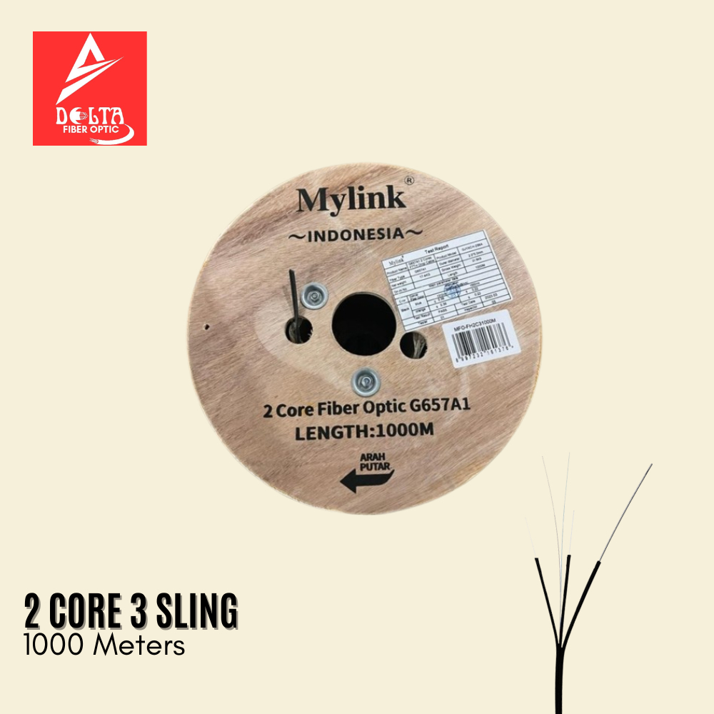 Jual Kabel FO Dropcore 2 Core 3 Sling round Merk Mylink Panjang 1000M ...