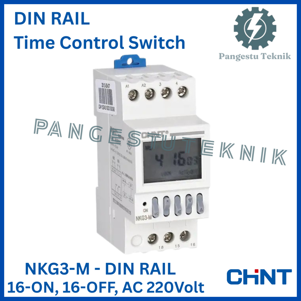 Jual Chint Timer DIN RAIL NKG3-M 16-On 16-Off AC220V DIN-RAIL Micro ...