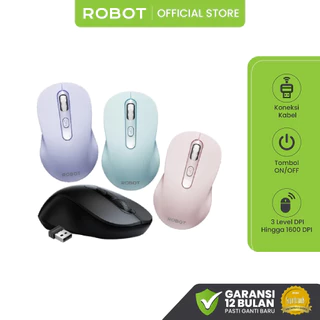 [ TERLARIS NO 1 DI SHOPEE ] ROBOT Mouse Wireless Untuk Laptop Komputer Koneksi USB 2.4G Tanpa Kabel Tipe M206 Untuk ROBOT Mouse Wireless Mouse Laptop Tanpa Kabel M206 Koneksi USB 2.4G Untuk  Windows, Mac, Linux dan ChromeOS Original Garansi 1 Tahun