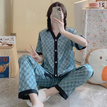 YapLie VLECA01 Piyama Korea Baju Tidur Wanita Satin Premium Mewah Adem Celana Panjan Lengan