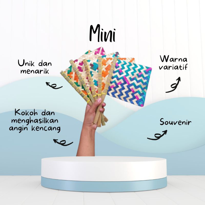 SOUVENIR KIPAS MINI (14x14cm) //Hihid++Kipas bambu/ Kipas TERMURAH/ Anyaman/BAMBU+AWI/