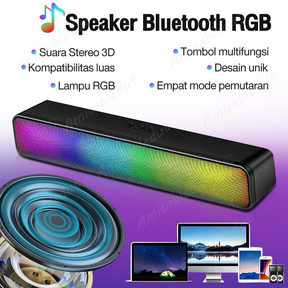 Jual Ready & COD Baru Speaker Bluetooth Powerful Bass Stereo Long RGB ...