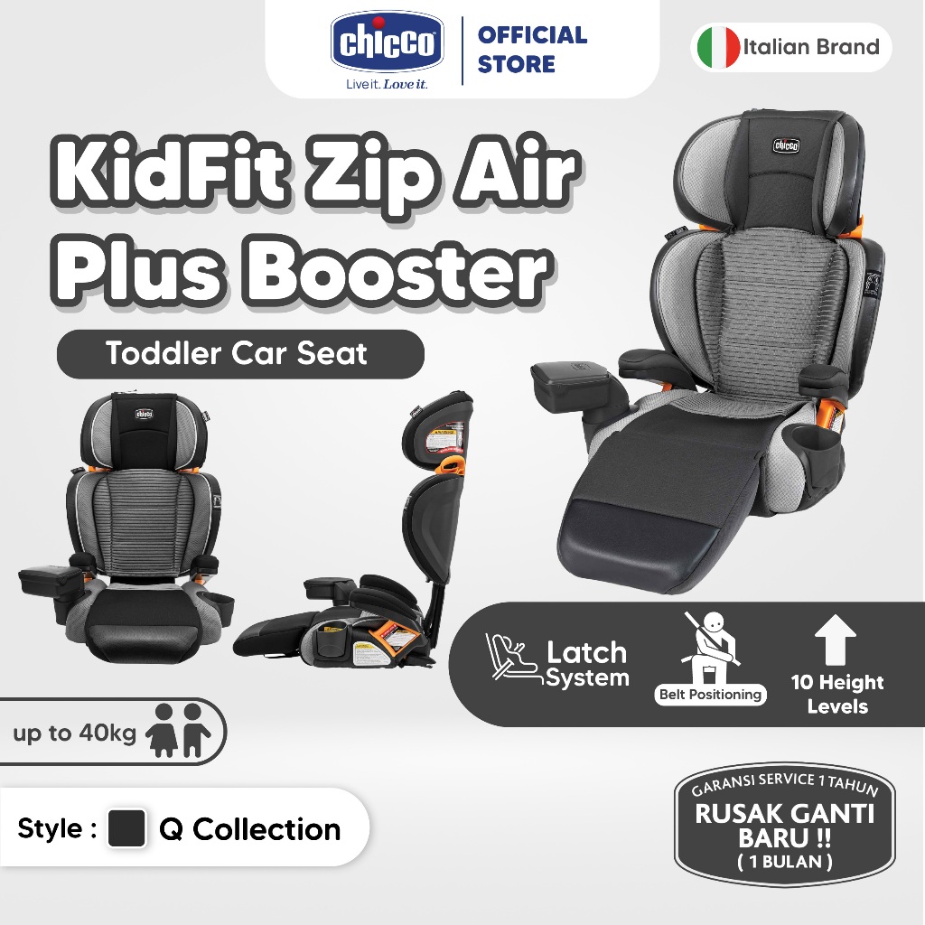 Jual CHICCO KidFit Zip Air Plus Booster Car Seat LATCH Toddler