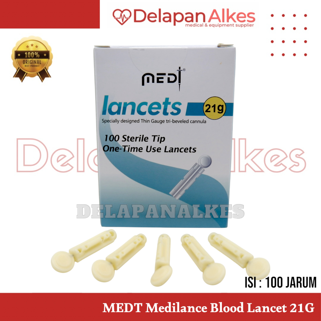 Jual MEDT Blood Lancet 21G Medilance Jarum Bekam isi 100 pcs Steril ...