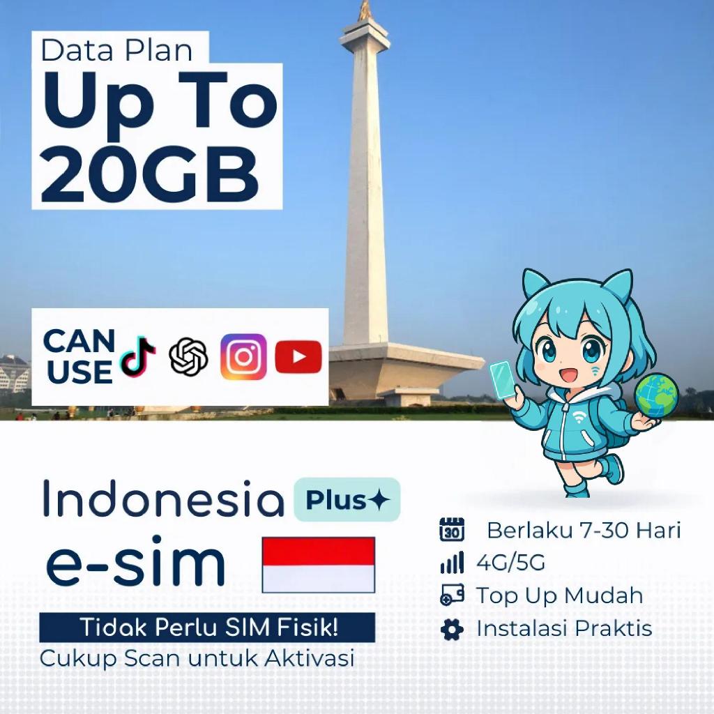 Jual [Big Data Plus+] eSIM Indonesia Kuota Besar (Sampai 20 GB ...