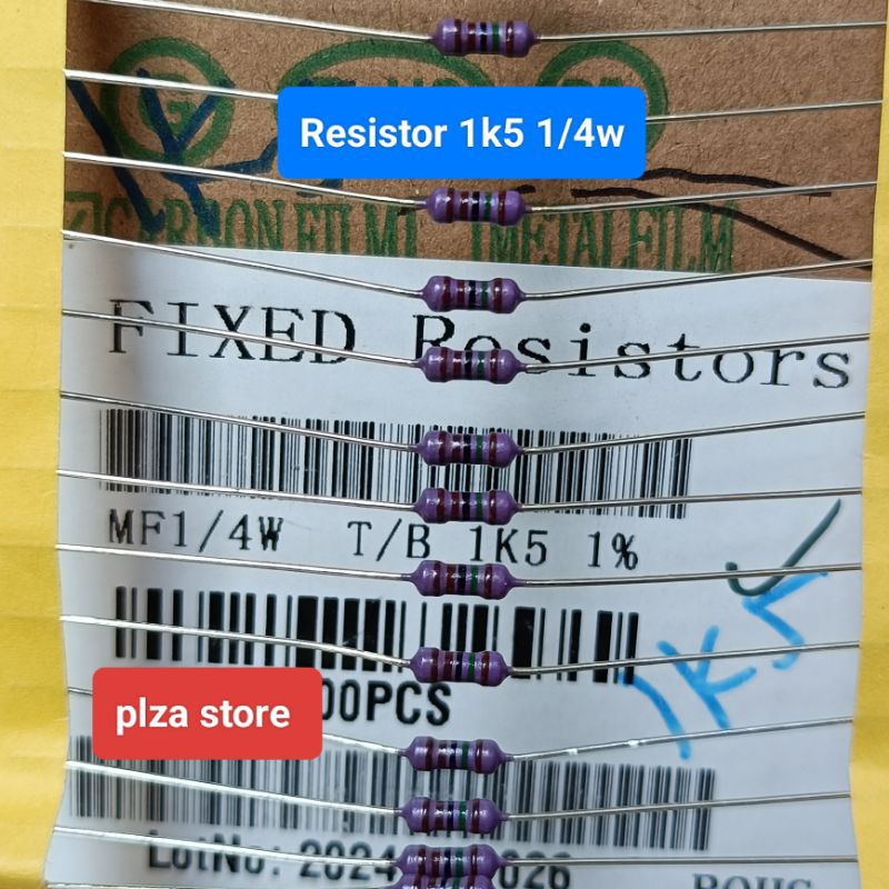 Jual 10X Resistor 1k5 1/4w 1% original warna ungu FIXED Resistor ...