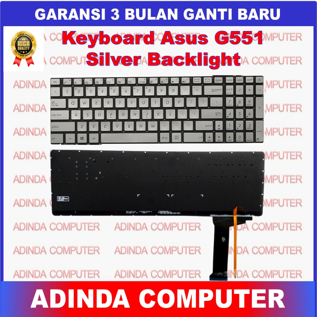 Jual Keyboard Asus ROG G551 G552 GL552 GL552J GL552JX Silver Backlight ...