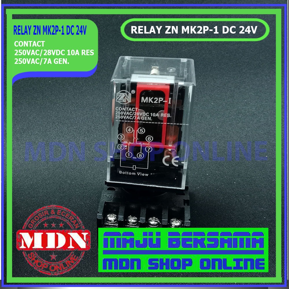 Jual Relay Socket soket ZN MK2P-1 DC 24V bagus | Shopee Indonesia