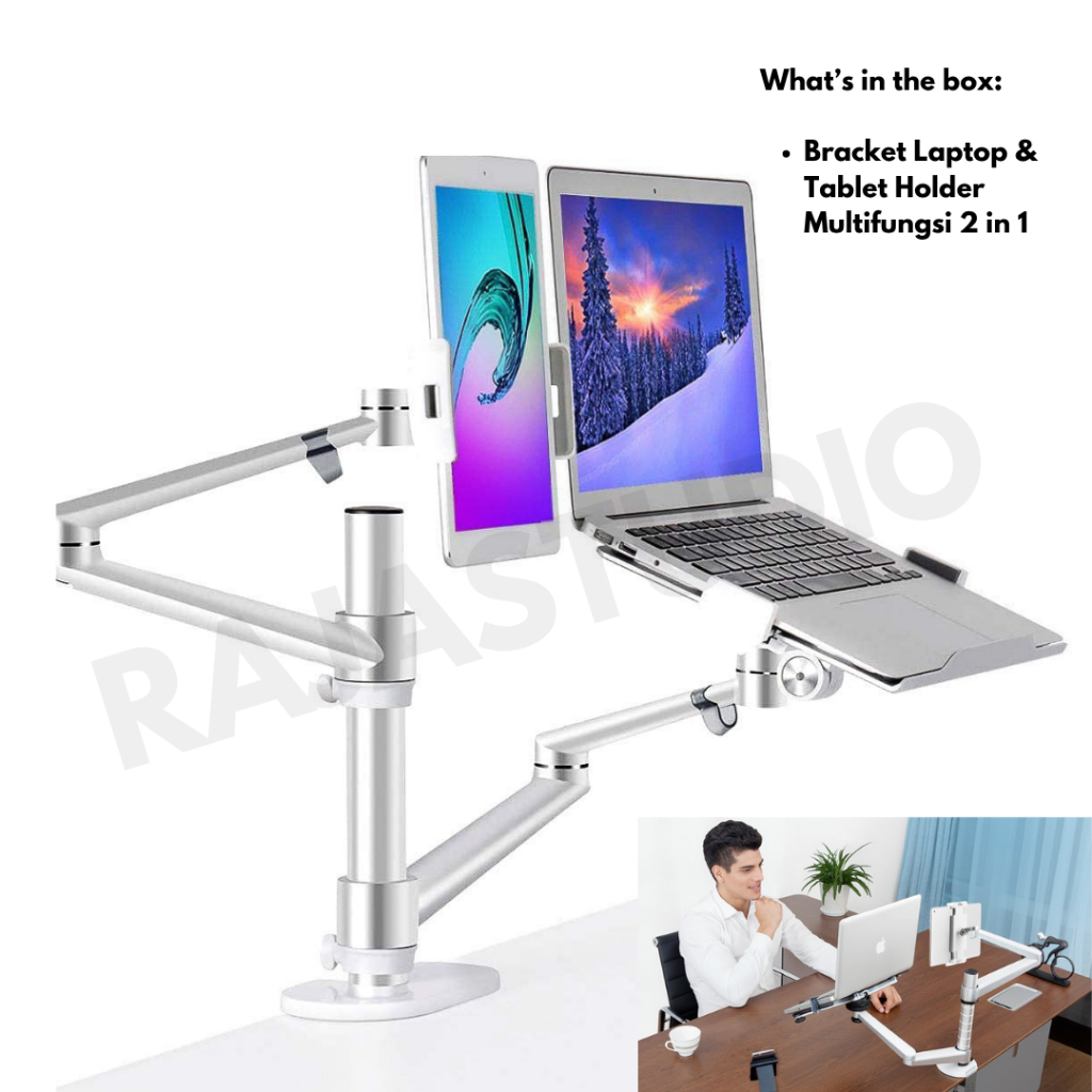 Jual Foldable 360 Rotatable Laptop Stand Holder Multifunction Full ...