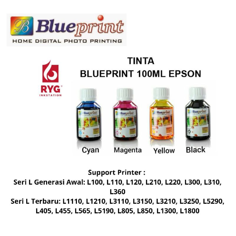 Jual ( Per Botol ) Tinta Blueprint Epson 100ml ORIGINAL Untuk Epson ...