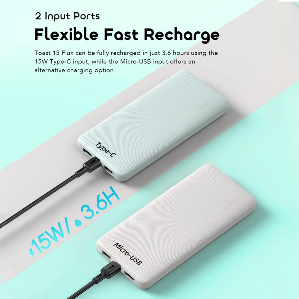 oraimo Powerbank Flux 15 Flash OPB-1100D Fast Charging Charger Power Bank 10.000mAh 15W Fast Charging Type C Cute Pastel